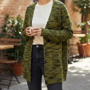 Free People Green and Black Cardigan